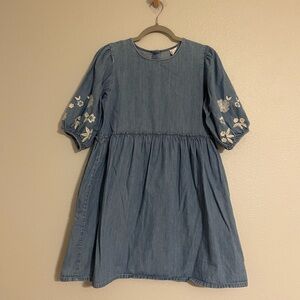 Wonder Nation Denim Dress with White Embroidery